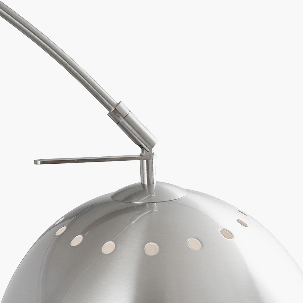 Feliciani Brushed Silver Metal and White Marble Floor Lamp